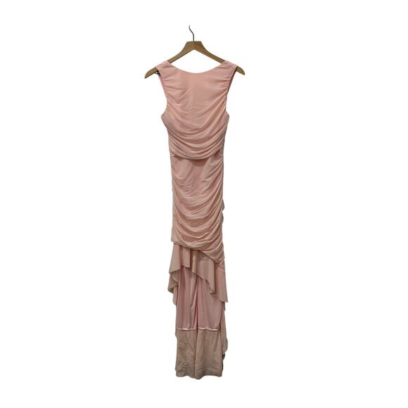 HERE COMES THE SUN Jozelle Ruffle Hem Midi Dress Powder Pink Women’s Sz L - NWT - Picture 5 of 13